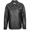 Mens Soft Leather Plain Zip Box Casual Jacket Frank Black 2