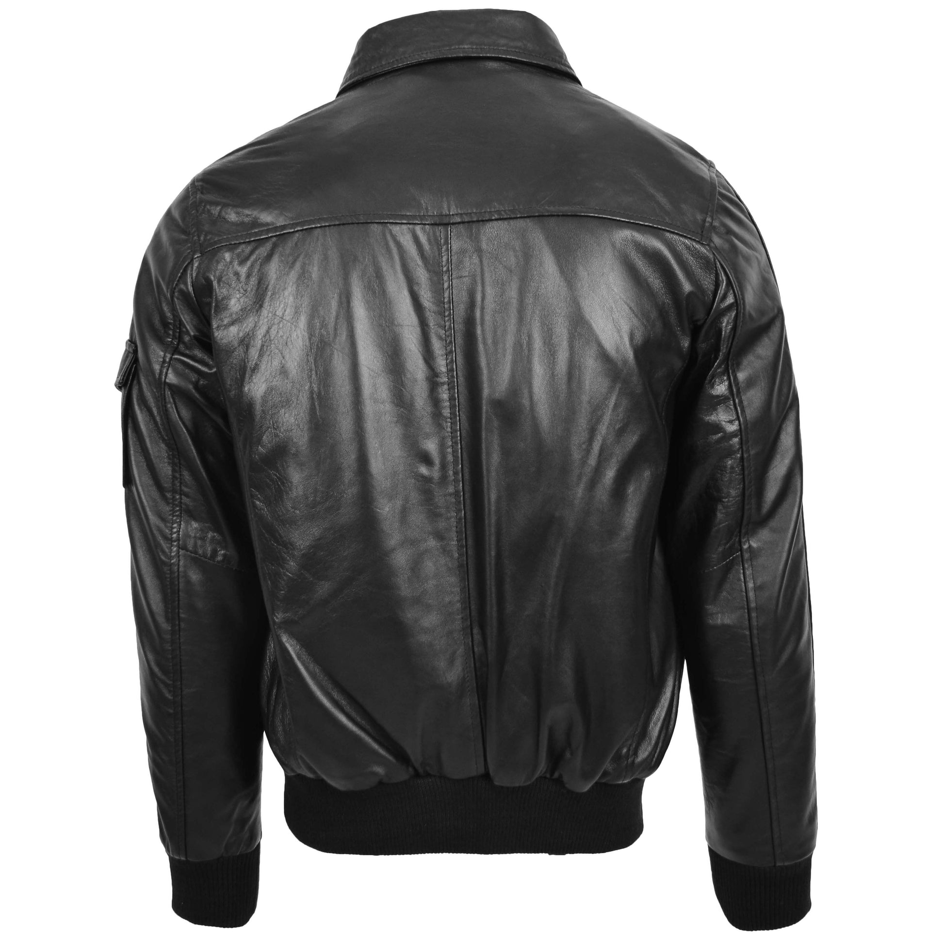 Mens Leather Bomber Jacket with Hoodie Bronx Black 2