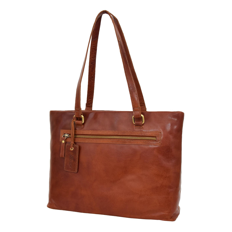 Womens Leather Classic Shopper Bag Sadie Tan 2