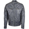 Mens Leather Biker Style Zip Jacket Eddie Grey Two Tone 2