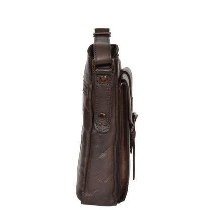 Mens Vintage Leather Small Organiser Bag HOL3799 Brown