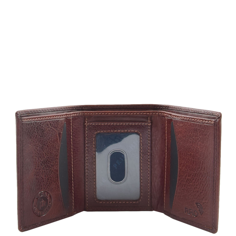 Mens Trifold Leather Credit Card Wallet Titus Brown 3