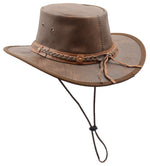 Leather Cowboy Hat Removable Chin Strap HL001 Brown 3
