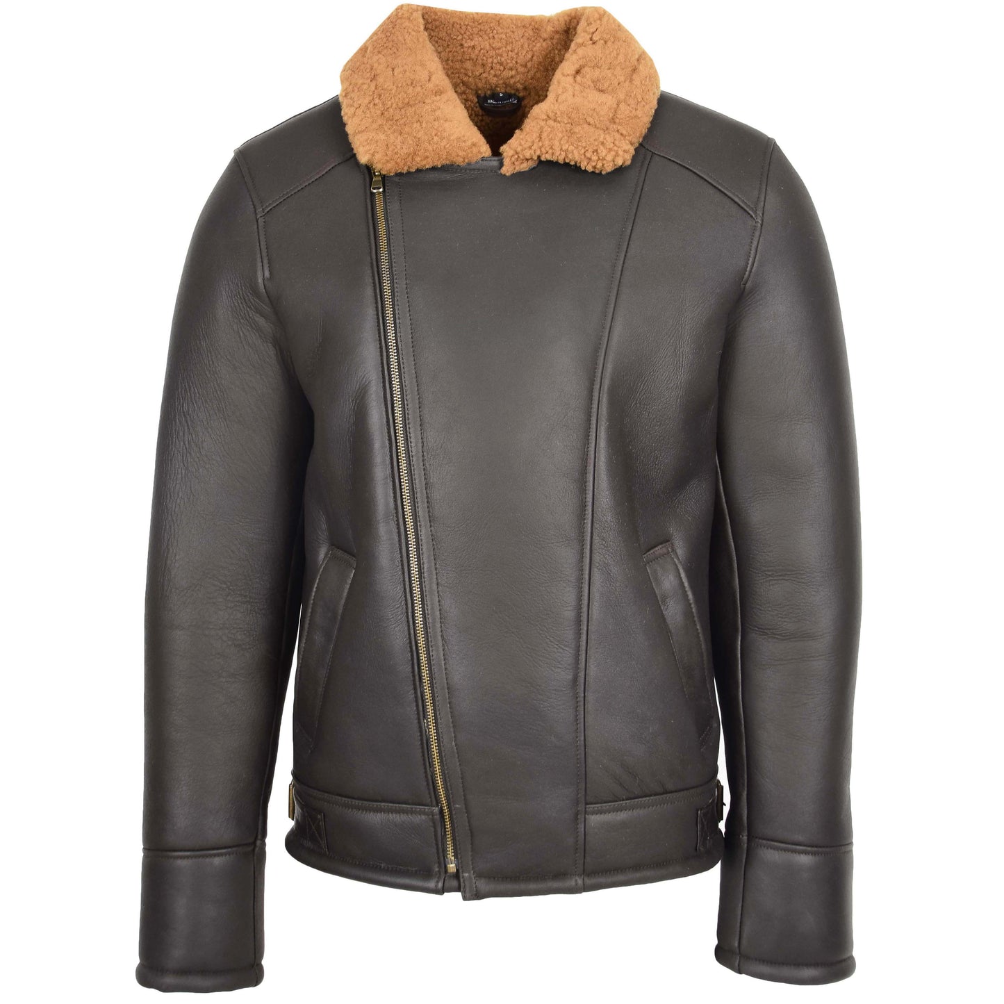 Mens Aviator Sheepskin Pilot Jacket Blen Brown Ginger 2