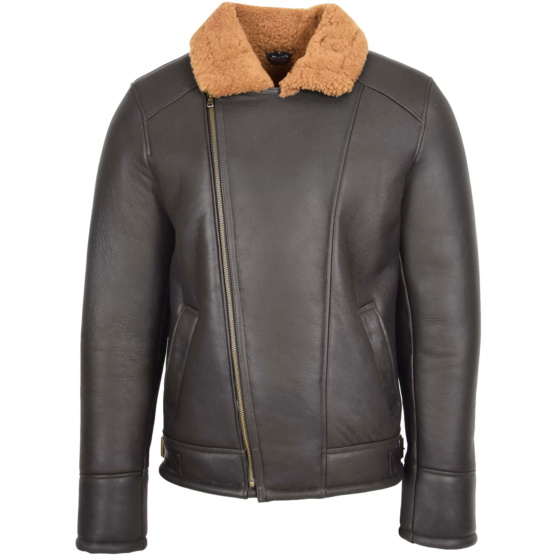 Mens Aviator Sheepskin Pilot Jacket Blen Brown Ginger 2