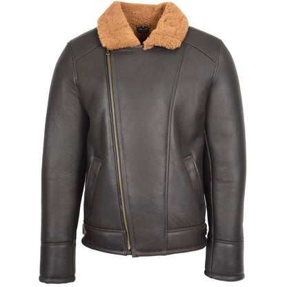 Mens Aviator Sheepskin Pilot Jacket Blen Brown Ginger 2