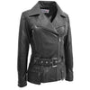 Womens Leather Hip Length Biker Jacket Celia Black 2