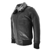 Boys Leather Bomber Jacket with Detachable Collar Liam Black 2