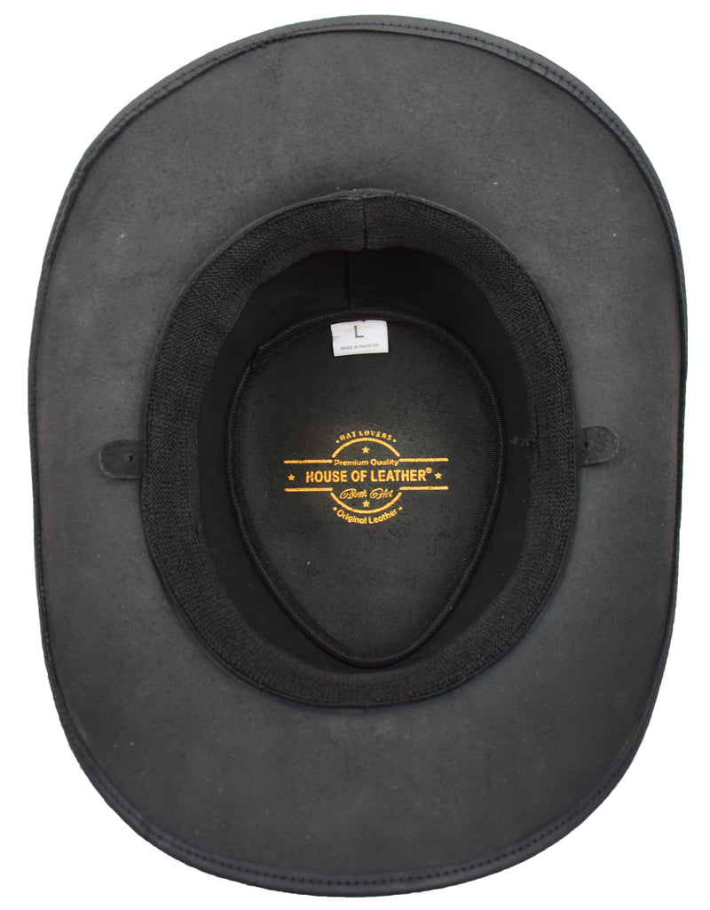 Cowboy Western Genuine Leather Hat HL0010 Black 3