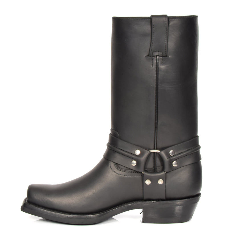 western heel leather boots