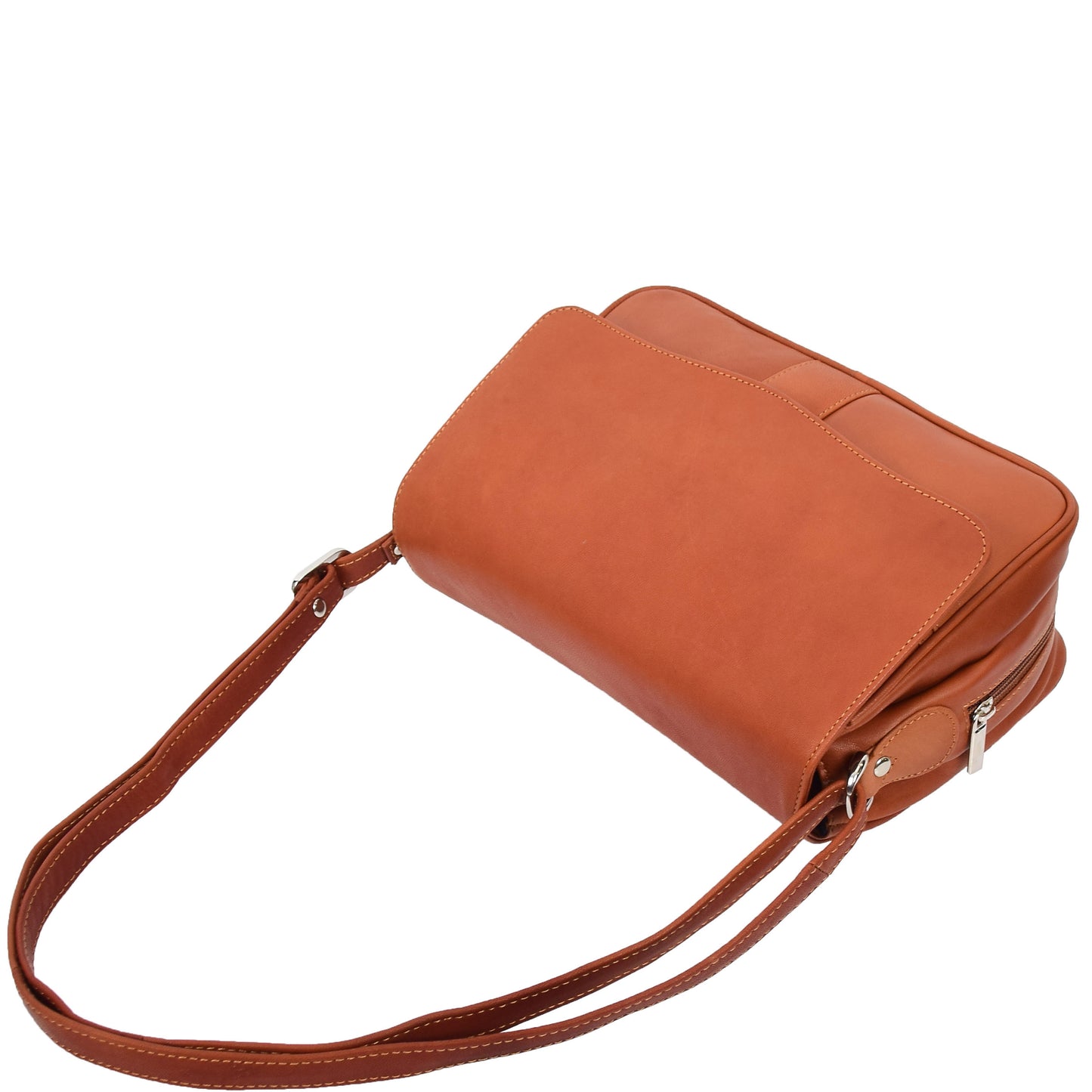 Womens Leather Classic Organiser Bag Matilda Cognac 4