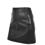 Ladies Leather 16inch Mini Length Pencil Skirt SKT5 Black side angle 2