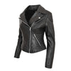 Womens Soft Leather Cross Zip Biker Jacket Anna Black 3