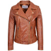 Womens Leather Biker Jacket with Detachable Sheepskin Collar Lauren Chestnut 2