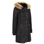 Womens Sheepskin Duffle Coat 3/4 Length Parka Beth Dark Brown 3