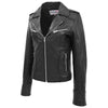 Womens Leather Fitted Biker Style Jacket Kim Black 3