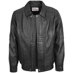 Mens Bomber Leather Jacket Classic Style Jim Black 2