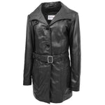 Womens Leather Trench Coat with Belt Shania Black 3