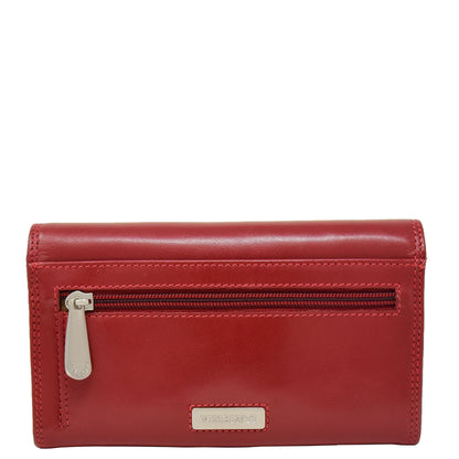 Womens Envelope Style Leather Purse Mary Red 3