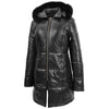Womens 3/4 Length Padded Leather Coat Lisa Black 3
