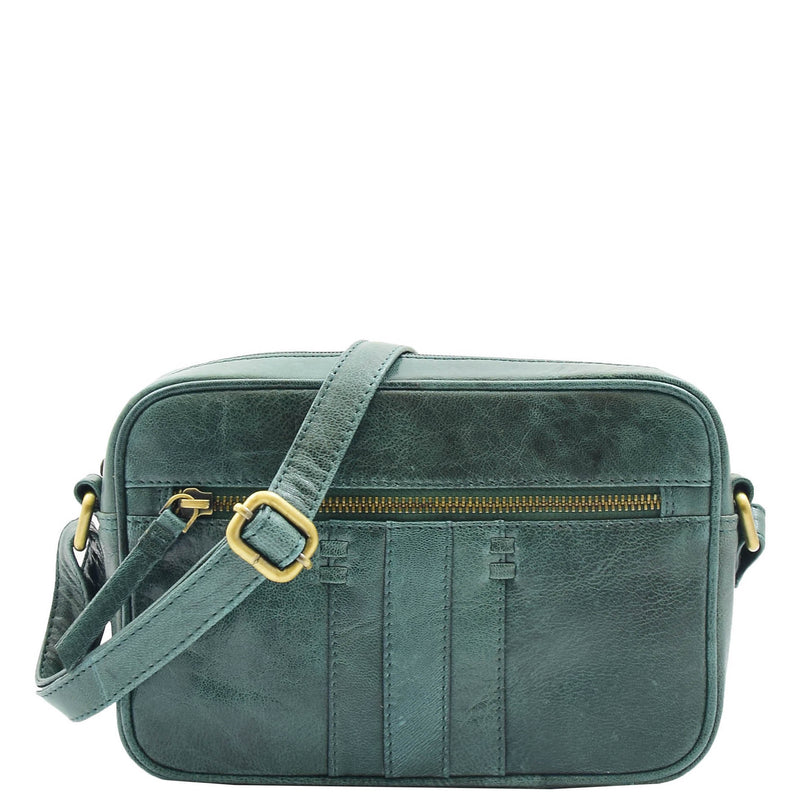 Womens Real Leather Small Cross Body Bag HOL361 Green 2