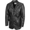Mens Classic Three Button Soft Leather Blazer David Black 3