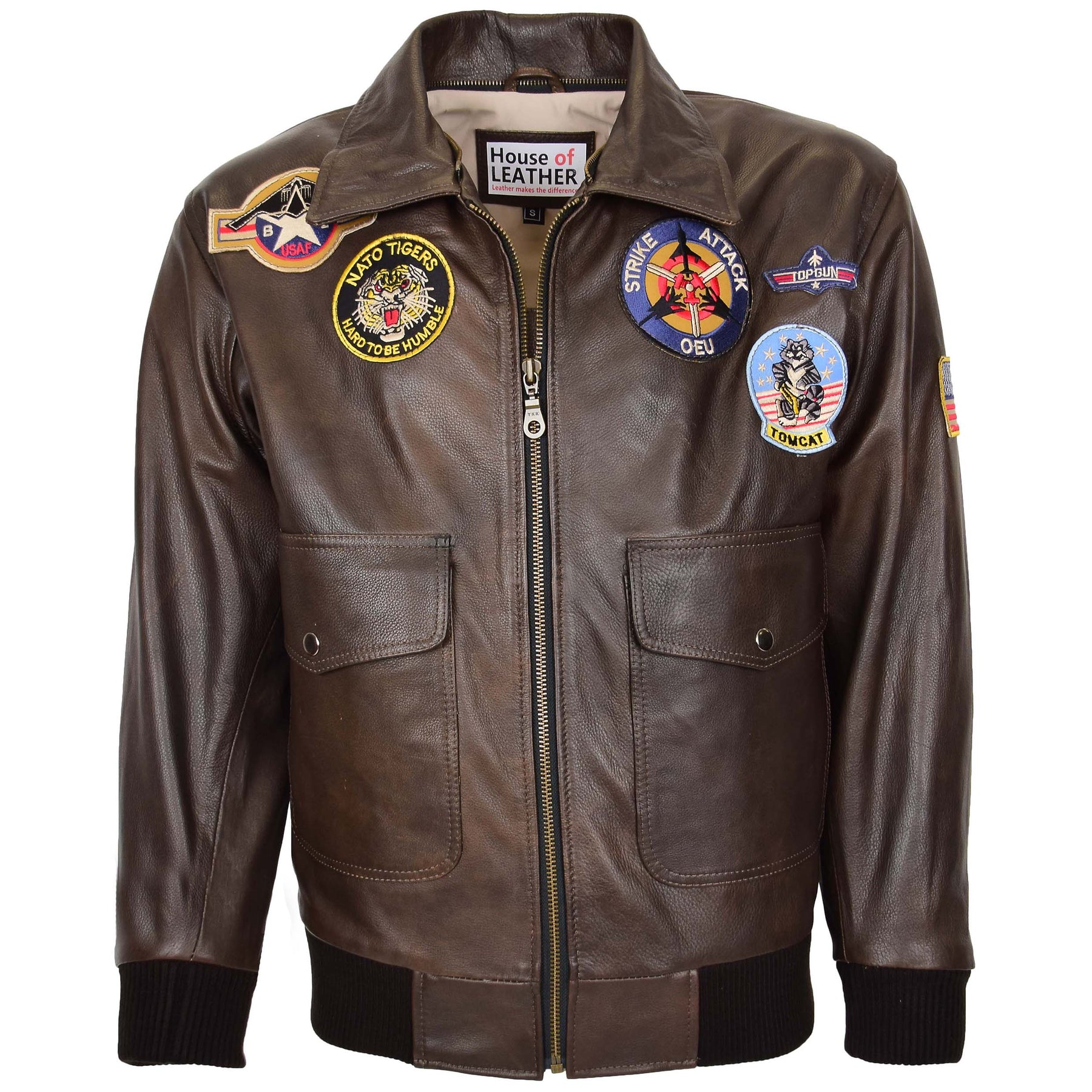 Men's Tan Soft Italian Napa Leather Bomber Jacket – Retro 70's Style (Smart Range Leather 1229)