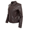 Womens Classic Leather Biker Zip Box Jacket Nova Brown 3