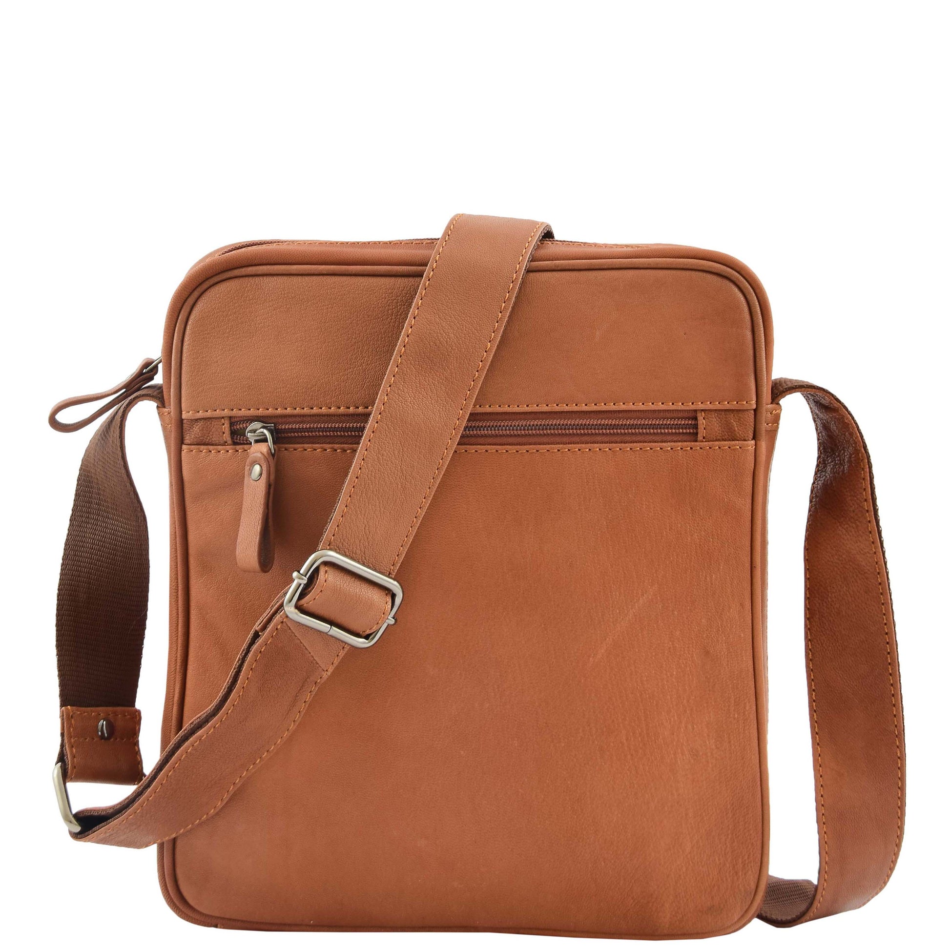 Mens Leather Cross Body Travel Flight Bag Aller Tan 2