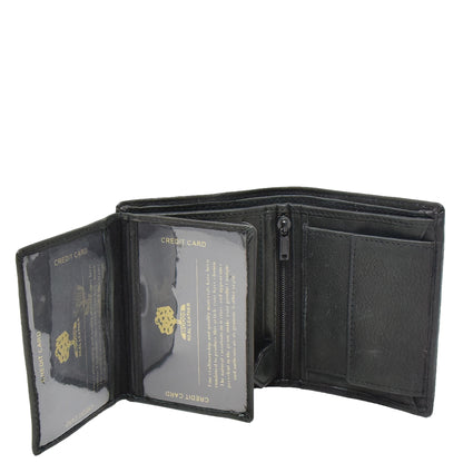 Mens Small Bifold Leather Wallet Venus Black 4