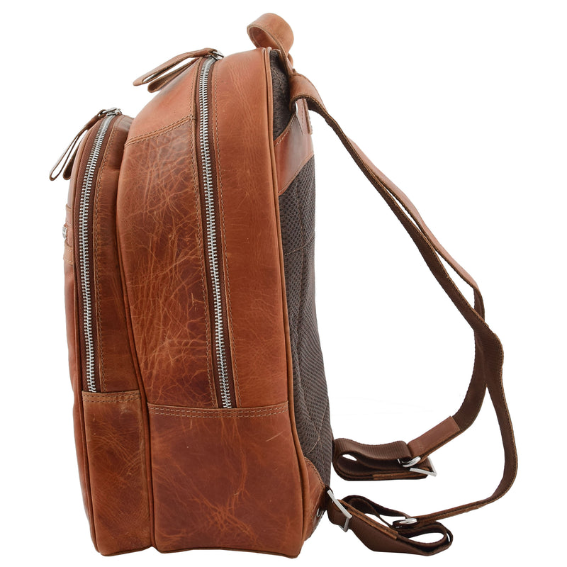 Large Classic Casual Leather Backpack Palermo Tan 3