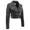 Womens Leather Cropped Biker Style Jacket Demi Black 3