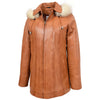 Womens Leather Coat with Hoodie Jane Tan 2