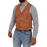mens gilet with button fastening