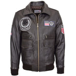 Mens Leather Bomber Jacket with Detachable Collar Arthur Brown 2