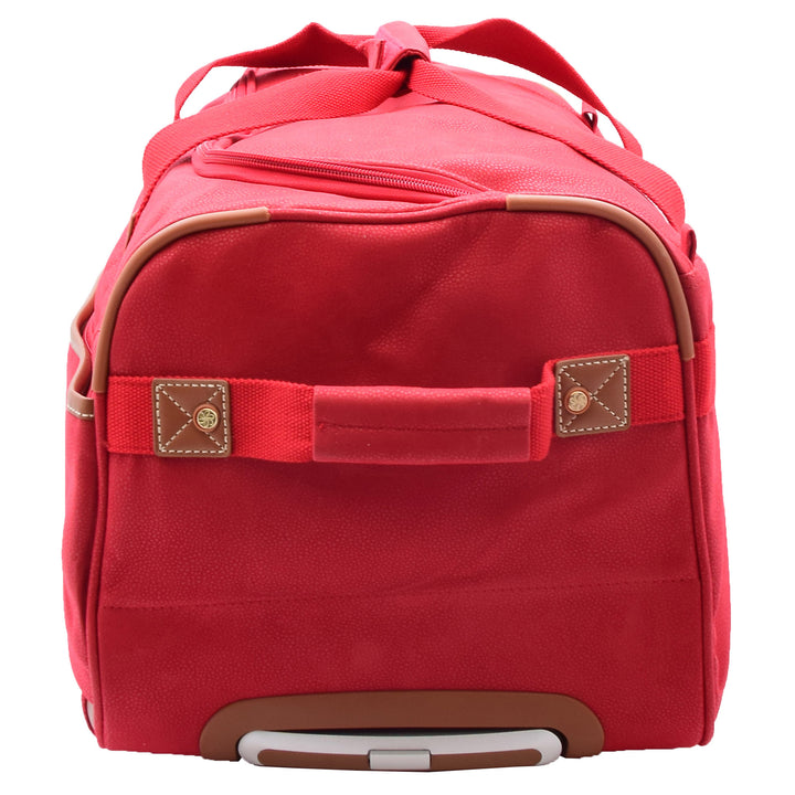 Faux Leather Mid Size Wheeled Holdall H052 Red 4