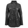 Womens Original Duffle Style Leather Coat Ariel Black 2