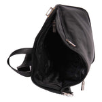 leather backpack with a zip opening
