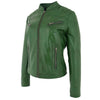 Womens Leather Standing Collar Jacket Becky Green 2