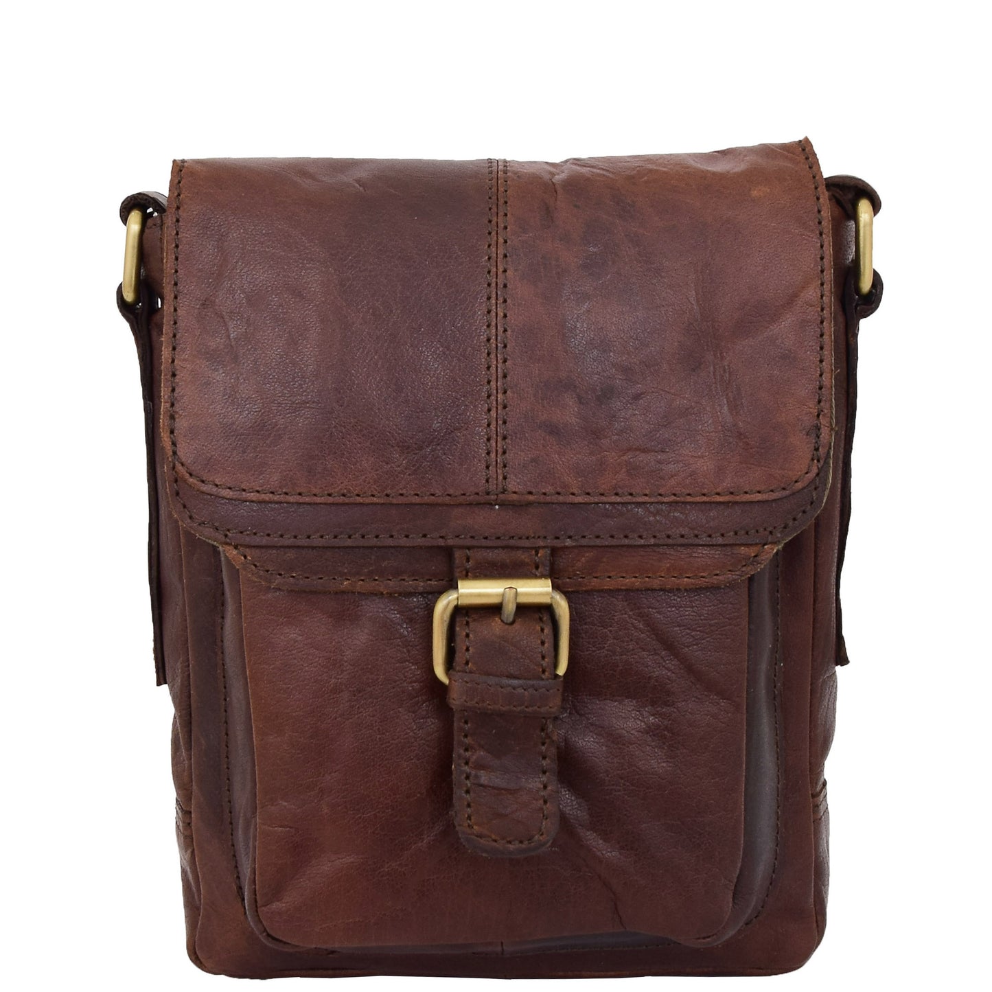 Mens Leather Cross Body Flight Bag Oldenburg Brown