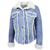 Womens Real Sheepskin Trucker Jacket Kylie Denim Blue 3