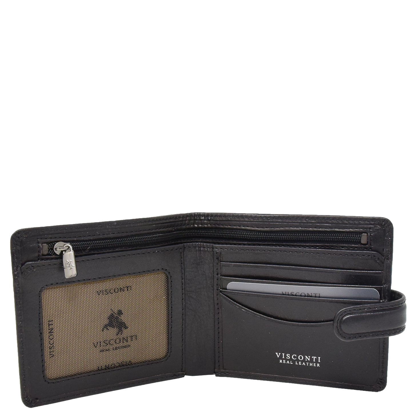 Mens RFID Slim Fold Leather Wallet Eastbourne Black 4