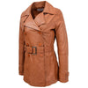 Womens Leather Double Breasted Trench Coat Sienna Tan 3