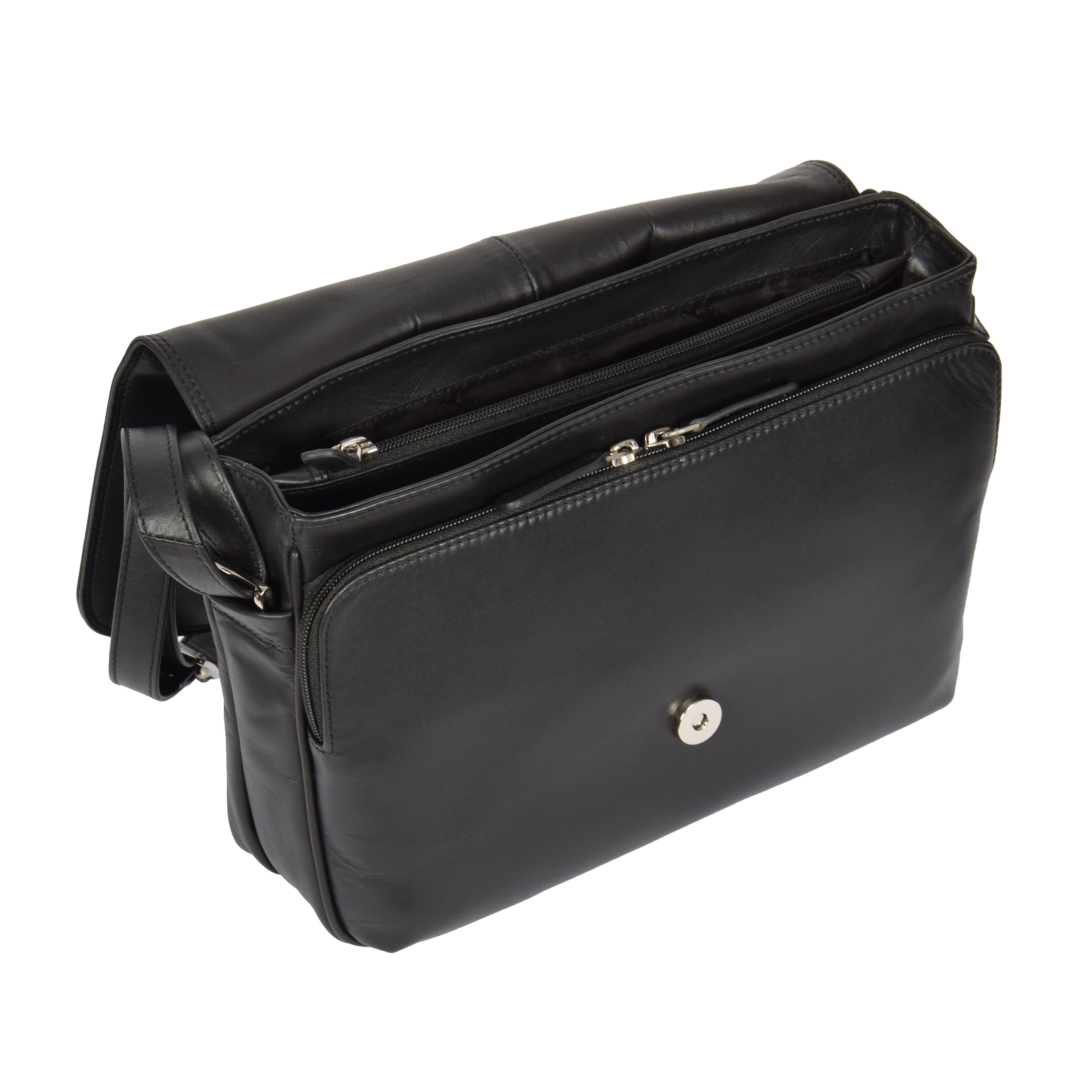 Flap Over Shoulder Bag for Womens Black House of Leather