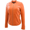 Womens Leather Classic Biker Style Jacket Tayla Orange 2