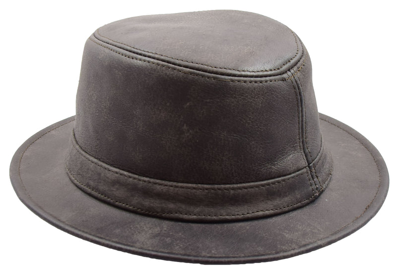 Real Leather Trilby Hat Soft Lightweight HL004 Brown 1