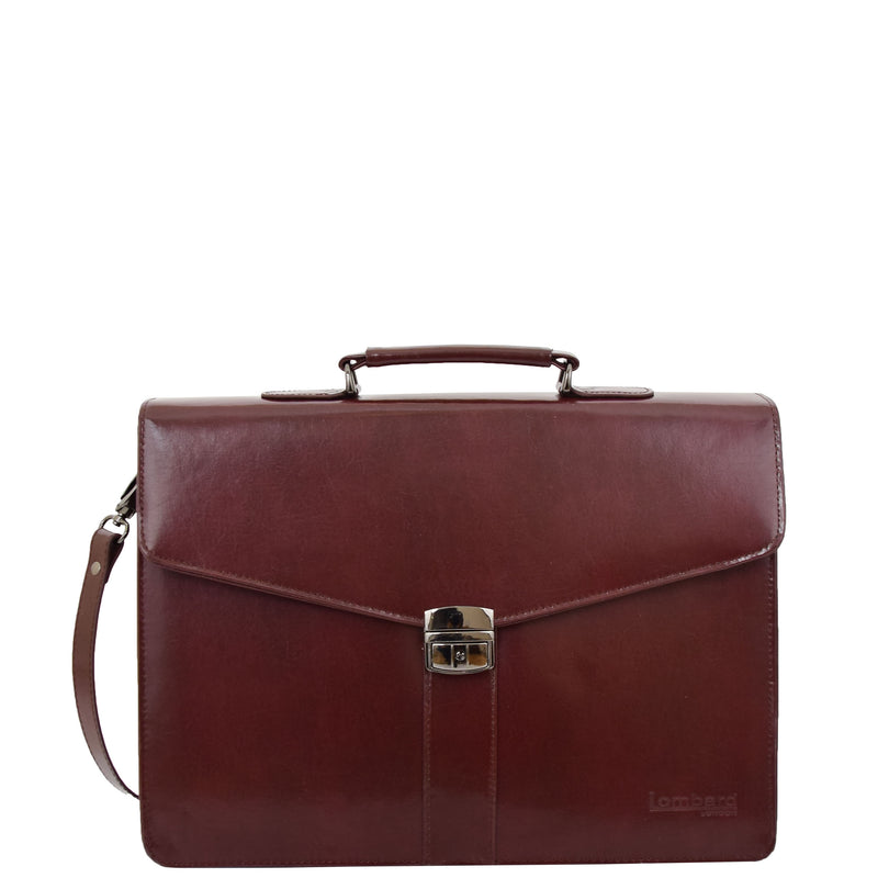 Mens Leather Flap Over Briefcase Dunkirk Brown 2