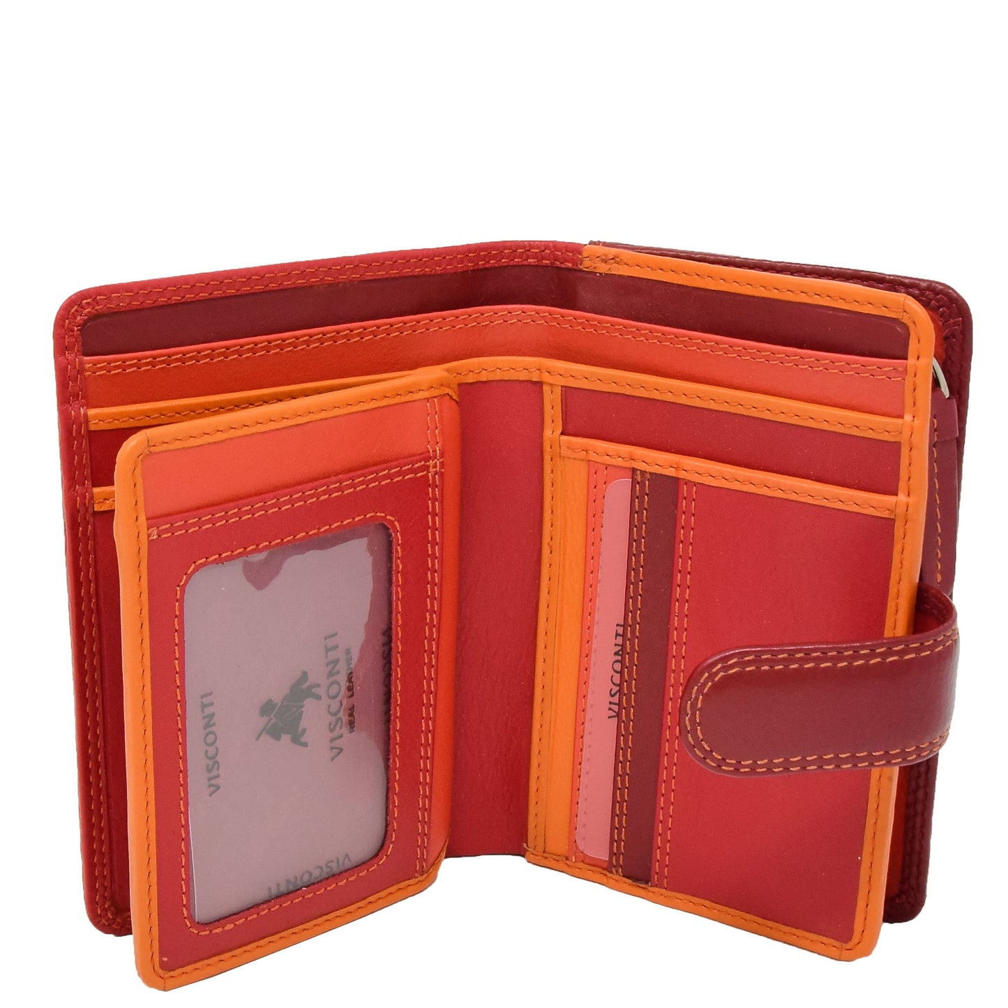 Womens Soft Leather Organiser Purse Lyon Red Multi 3