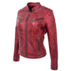 Womens Leather Standing Collar Jacket Becky Burnt Red 2