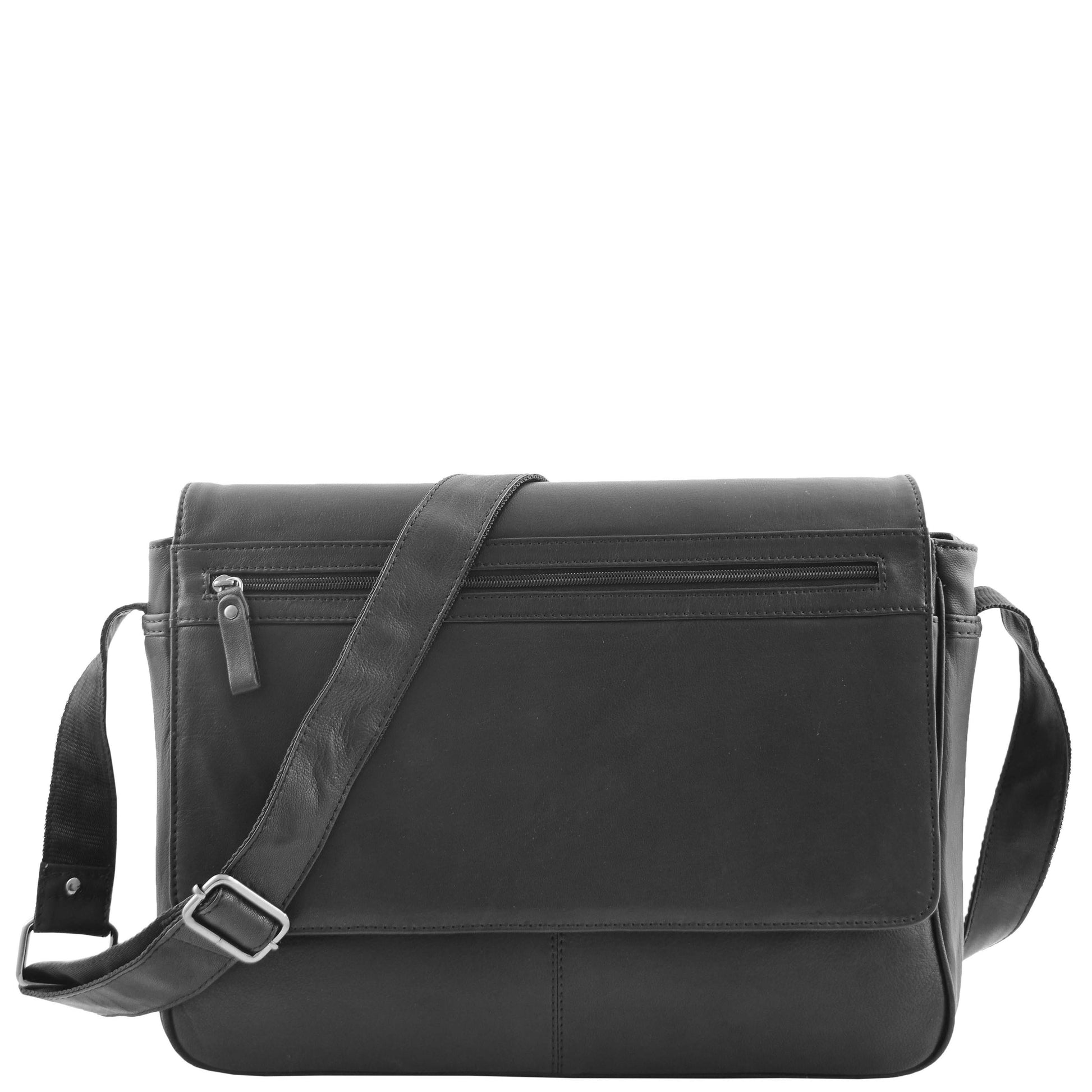 Mens Leather Flap Over Messenger Bag Cheriton Black 2